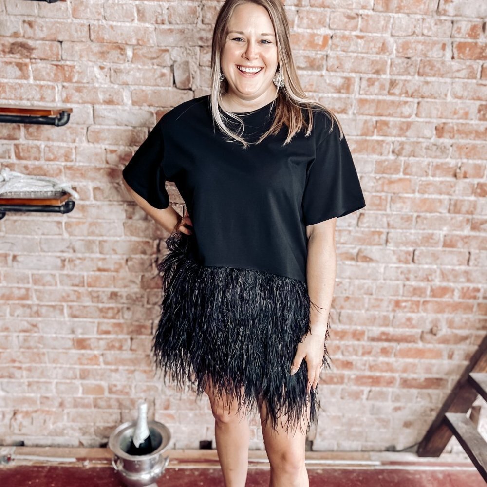 Madonna Feather Trim Dress - Picture 3 of 4